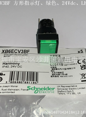 XB6ECV3BF XB6ECV 方形指示灯  绿色、?16mm、24Vdc、LED光源