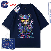 NASA联名夏季 休闲宽松简约印花上衣情侣五分袖 纯棉短袖 T恤男女款