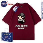 百搭圆领情侣上衣服打底衫 t恤男女款 服 重磅纯棉短袖 NASA联名夏季