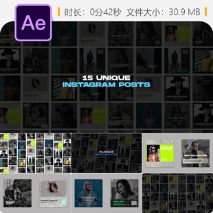 时尚 优雅Instagram营销AE模板动画展示画廊页面广告横幅设计