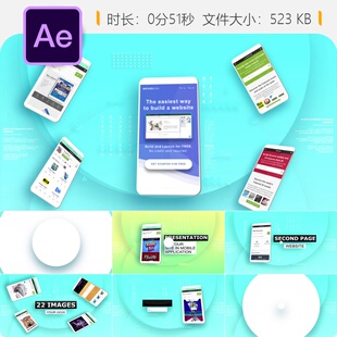 AE模板4K手机UIUX设计杂志网站应用展示动画Behance风格界面设计