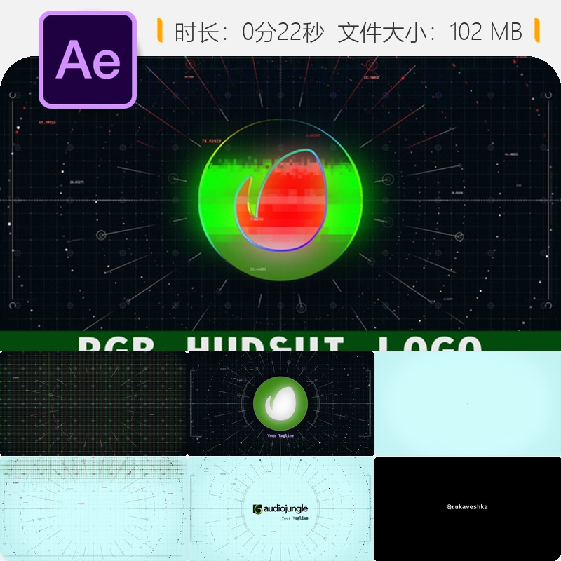 RGB HUD UI LOGO动画AE模板赛博朋克数据安全霓虹光效4K视频素材