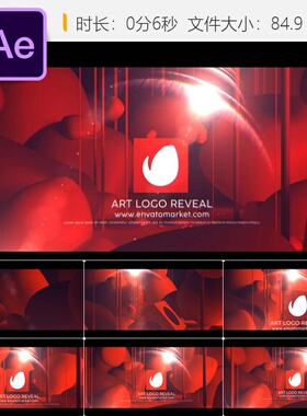 现代简约3D几何立方体红色标志动画AE模板电影艺术风格开场片头