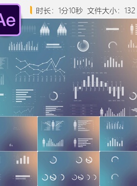 白色信息图表AE模板世界地图数据可视化企业演示动画设计制作