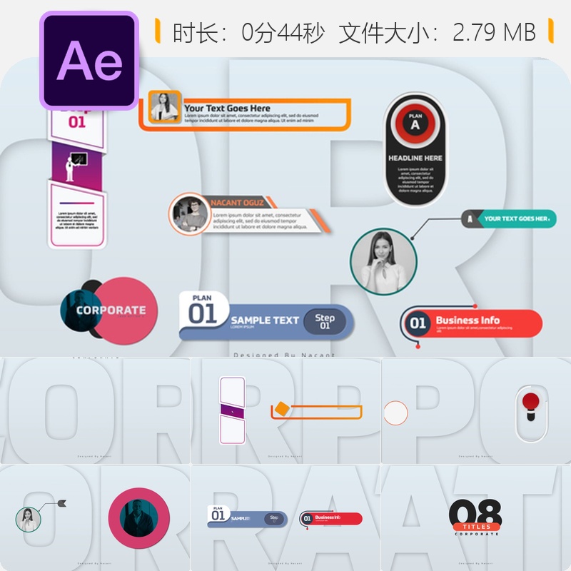 企业宣传AE模板高端动态动画简约优雅文字排版设计4K视频制作