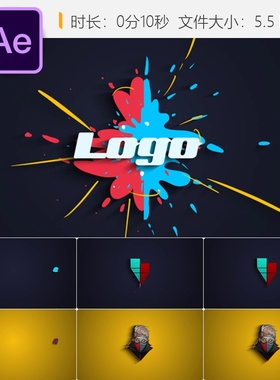 Liquid Splash手绘水花滴落动画AE模板LOGO开场现代简约风格