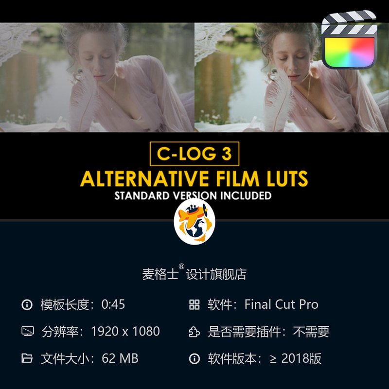 佳能CLog3电影感调色LUT预设合集 专业影视后期FCPX专用调色合集