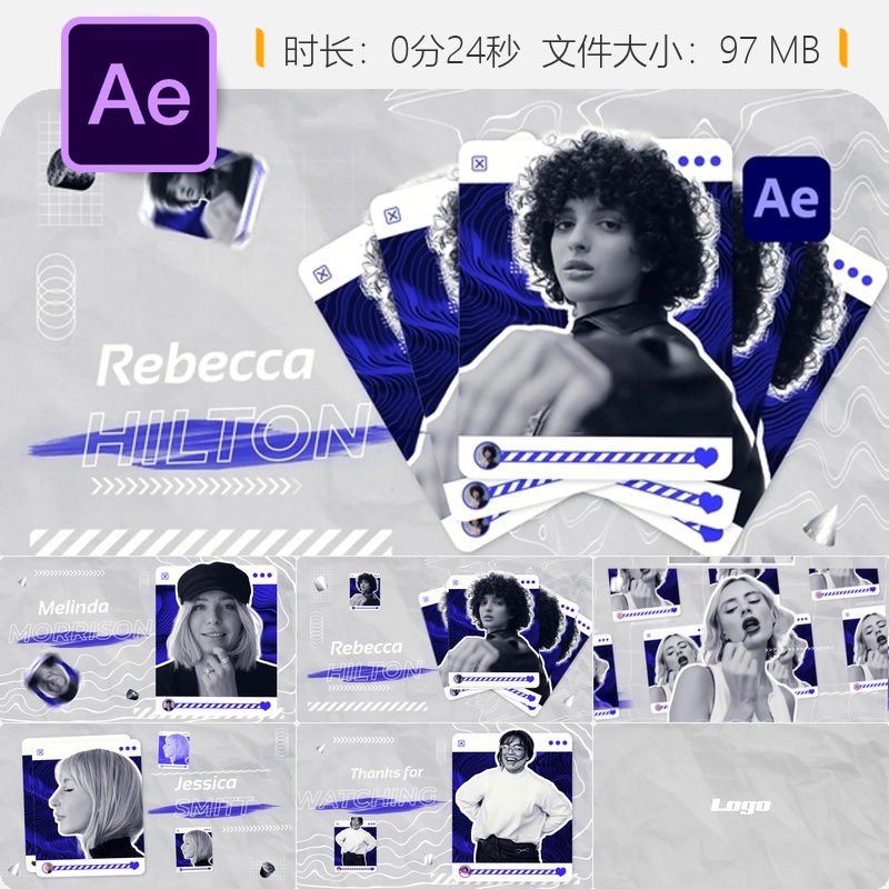 现代企业人员宣传AE模板动态开场片头创意广告展示片4K高清版