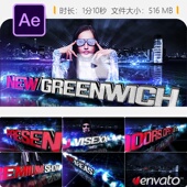 New Greenwich AE模板体育广播开场4K挤压能量展示动画特效片头