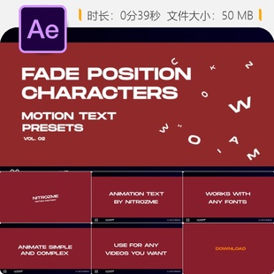 AE模板文字动态运动动画预设Mister Horse特效淡入淡出缩放效果