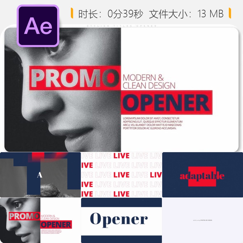 时尚动画AE模板优雅文字排版动态图形4K片头企业宣传视频制作