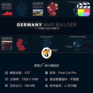 图表经济选举数据 德国地图MG动画模板FCPX可编辑欧洲国家省份竖版