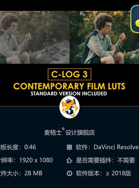 达芬奇电影感CLog3专业调色LUT预设与色彩校正工具合集