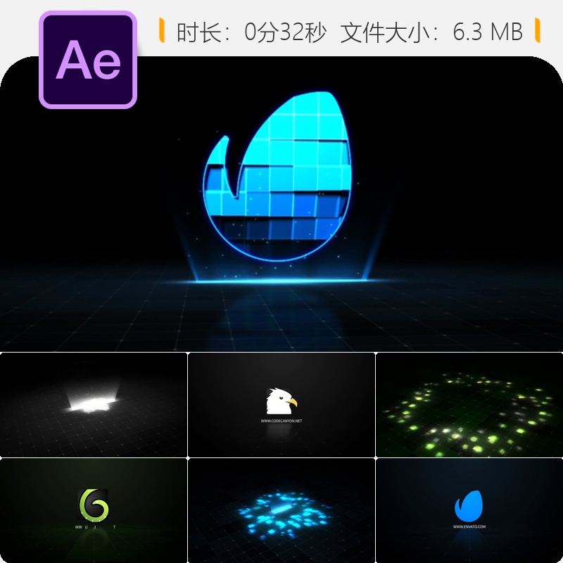 像素风格3D LOGO动画AE模板LOGO开场展示LOGO演绎视频素材模板
