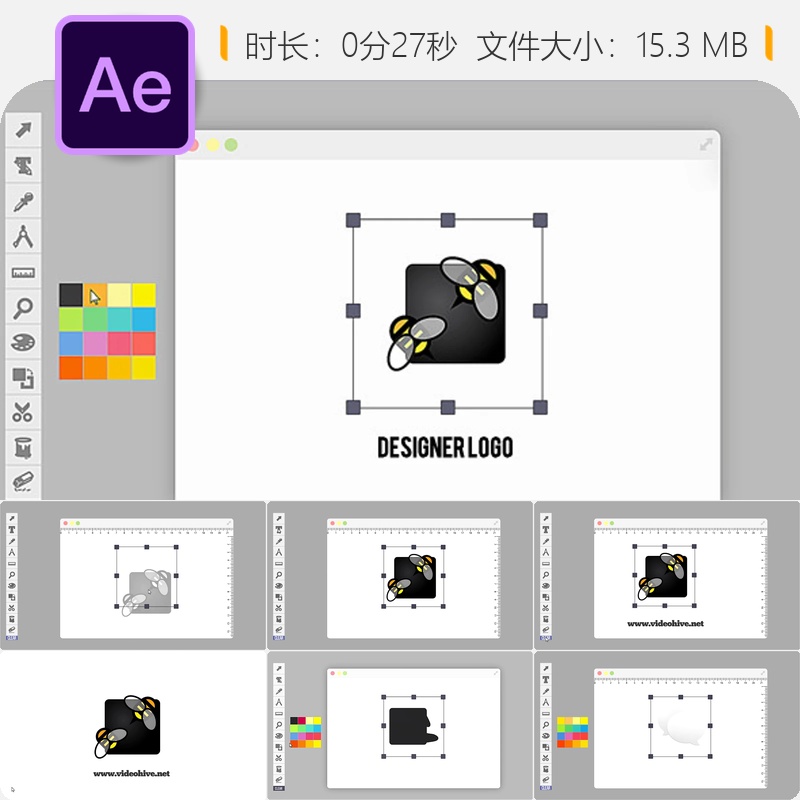 设计师LOGO动画AE模板4K动态图形编辑软件宣传片头电脑鼠标操作