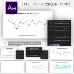 垂直图表制作AE模板商业信息图动画可定制柱状图数据可视化设计