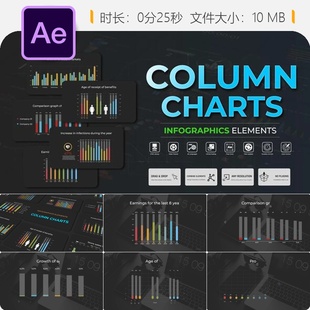 AE模板柱状图信息图表企业数据可视化技术商务演示动画设计制作