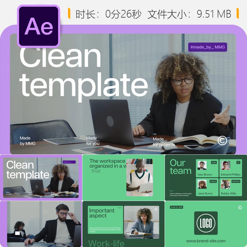 AE模板商务合作企业宣传片开场动画4K高清公司品牌推广视频制作