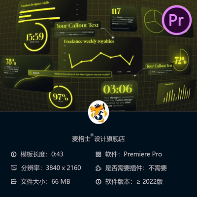 Premiere Pro动态数据图表信息图PR模板商业分析动画可视化设计