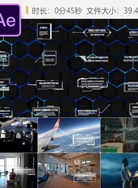 Hud Glass Call Outs Pack AE模板科技感信息图表动态动画设计
