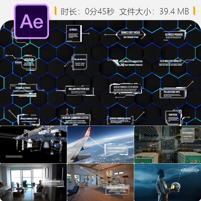 Hud Glass Call Outs Pack AE模板科技感信息图表动态动画设计