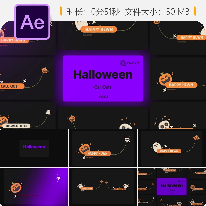 万圣节企业品牌社交媒体开场AE模板优雅动画视频制作工具包