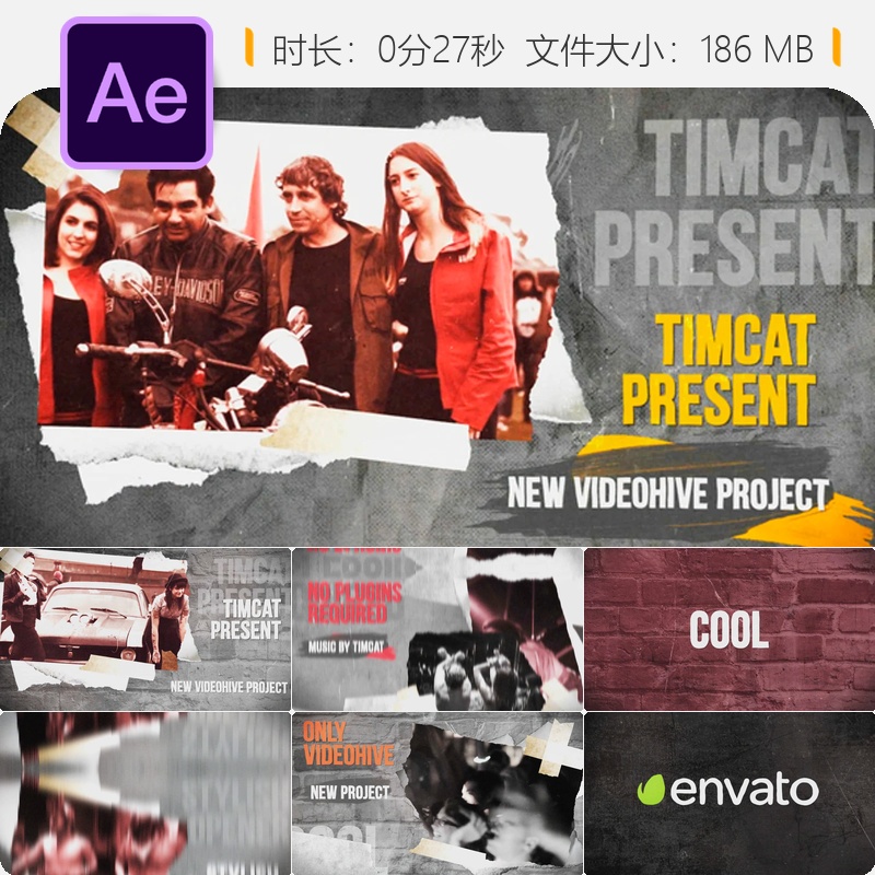 Grunge风格AE模板音乐会预告片开场视频电视节目宣传片制作