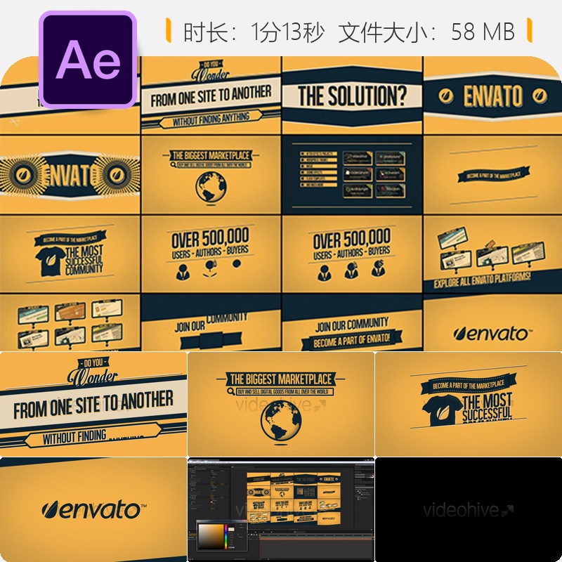 动态排版企业宣传AE模板流畅动画商业促销视频开场特效设计制作
