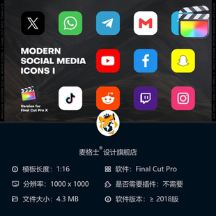 FCPX短视频品牌动态图标MG动画彩色企业LOGO设计模板视频素材