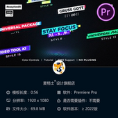 故障风格 动态文字PR模板现代数字失真2D动画HUD元 素特效设计集