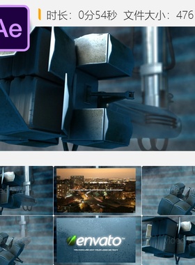 机器人企业品牌AE模板4K视频展示板灰色科技感LOGO动画设计素材