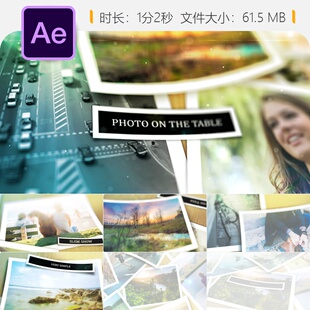 AE模板照片相册展示桌面柔和光效树影白色开场平滑转场优雅