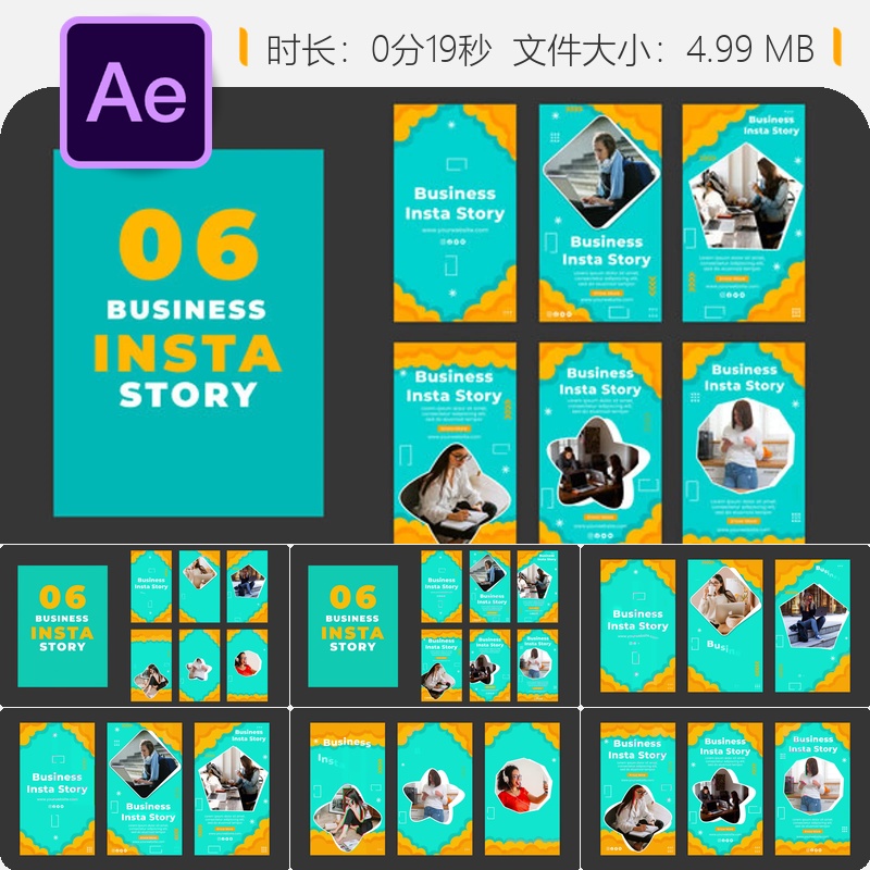 商务Instagram故事AE模板企业营销视频素材商务人士笔记本电脑