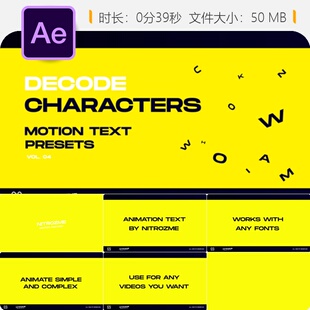 AE模板动态文字动画预设Mister Horse运动特效缩放运动动画特效