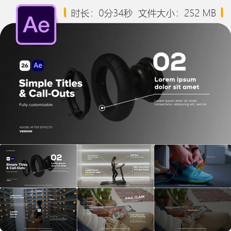 商业数据分析动态标注箭头动画企业级AE视频模板