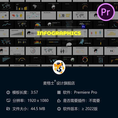 动态数据图表PR模板商务金融信息图动画企业分析可视化设计元素