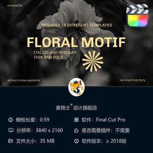 时尚 短视频创意设计 广告MG动画FCPX动态文字模板黑色极客风格