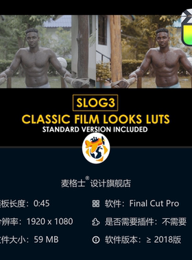Slog3经典胶片风格调色LUT预设 电影感色彩校正FCPX达芬奇模板
