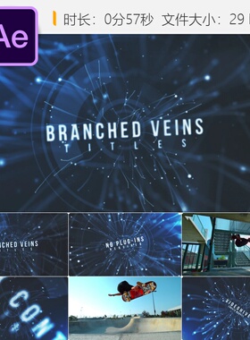 Branched Veins AE模板粒子文字LOGO动画开场片头4K慢速特效元素