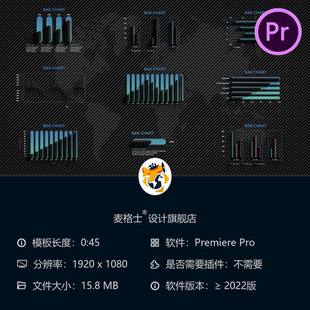 动态数据柱状图PR模板企业商务金融图表动画信息图表设计制作
