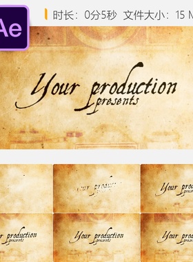 复古噪点胶片橙色怀旧照片摄影AE模板片头老式风格视频开场特效