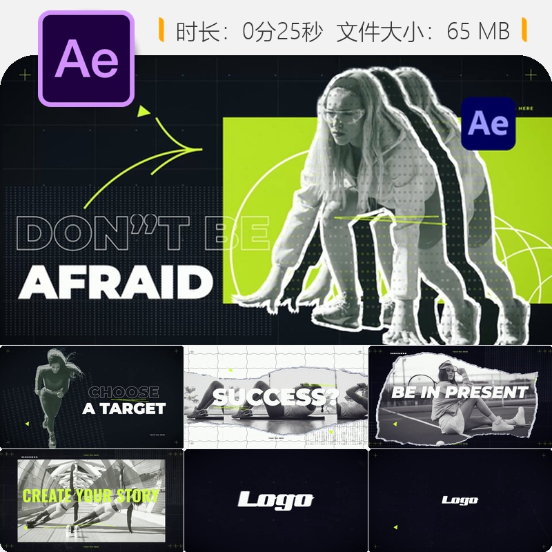 AE模板极限运动开场马拉松跑步健身宣传片4K视频素材AE工程文件