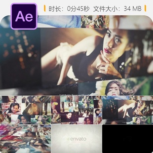 AE模板圣诞新年照片视频墙幻灯片时尚LOGO动画社交媒体相册合集