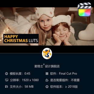 圣诞节日电影级色彩校正LUTs 圣诞主题色彩分级方案 FCPX调色预设
