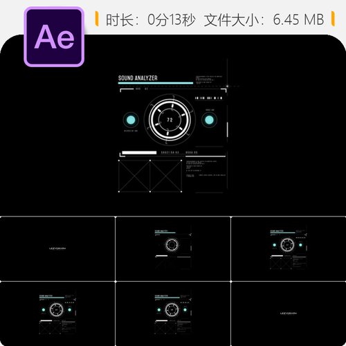 HUD科幻数据分析AE模板科技界面元素信息图形plexus粒子特效包