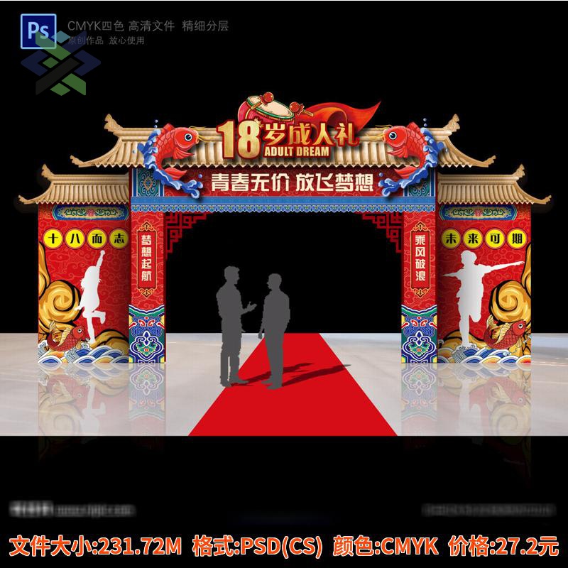 成人门成人礼成人礼门成人礼活动门成人礼拱门成人礼背景墙AI素材