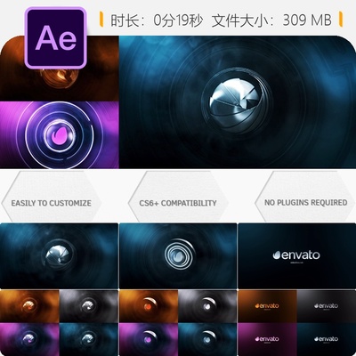 未来科技感3D抽象LOGO动画AE模板暗黑风格数字身份标识设计