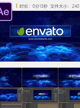 AE模板简约黑色优雅LOGO动画片头企业标志展示3D立体效果4K高清