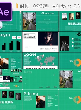 优雅紫色光效企业商务相册AE模板4K视频演示动画制作素材合集