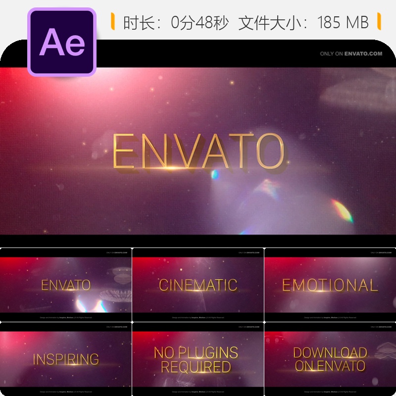 史诗级金色火焰颁奖典礼电影感动画AE模板时尚闪耀黄金时尚特效